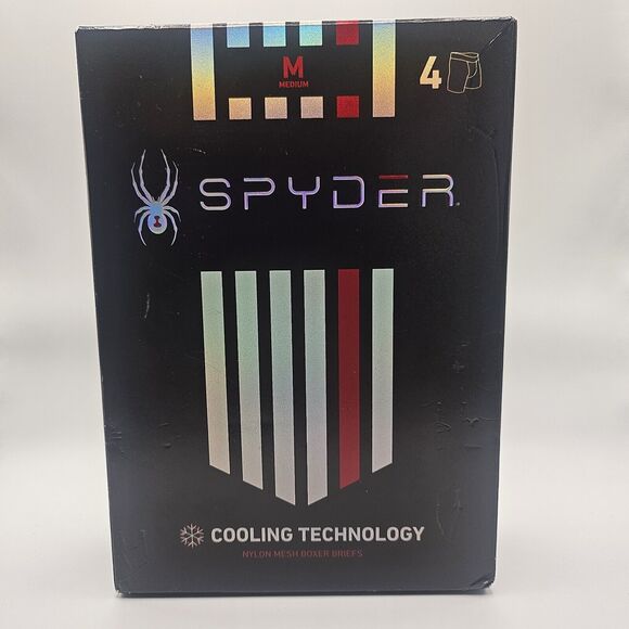 NEW SPYDER‎ COOLING TECHNOLOGY NYLON MESH BOXER BRIEFS SET OF 4 ~M~ DAMAGED BOX - Picture 1 of 4